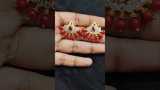 Latest stone earrings8754252999 earrings online gold white coral trending [upl. by Nreval]