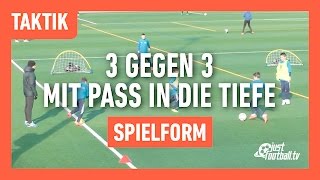 Fussballtraining 3 gegen 3 mit Pass in die Tiefe  Spielform  Taktik [upl. by Hsetim]