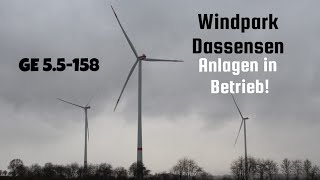 Windpark Dassensen  Neun GE 55158 in Betrieb [upl. by Janel61]