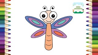 How to Draw a Cute Dragonfly Simple amp Easy Step by Step for Kids  Dragonfly Drawing [upl. by Atiugal612]