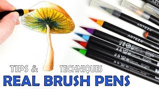 How to use REAL BRUSH Pens Tips and Techniques [upl. by Atalaya564]