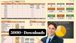 Sales CRM in Excel  Lead Management Sheet Pro  Excel Template For Sales Lead and KPIs Tracking [upl. by Eruot]
