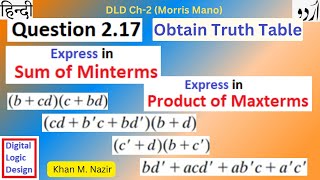 Q 217  Sum of Minterms  Product of Maxterms  UrduHindi Morris ManoDLD 26 3 [upl. by Anelim]