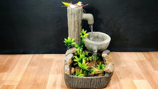 Beautiful table top waterfall fountain making at home [upl. by Idna332]