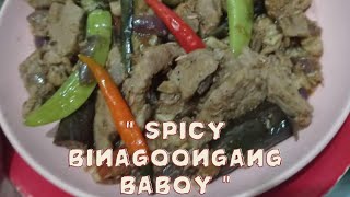 SPICY BINAGOONGANG BABOY WITH TALONG 🍲 binagoongangbaboy reyzapanta [upl. by Meil]