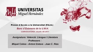 Valencià Llengua i Literatura Juliol de 2017  Opció A [upl. by Mcneely]