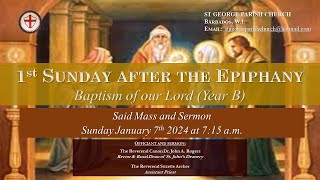 The First Sunday after the Epiphany Year B [upl. by Aneleve]