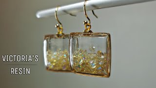 Shaker earrings with floating crystals  DIY UV resin jewelry for beginners [upl. by Remus]