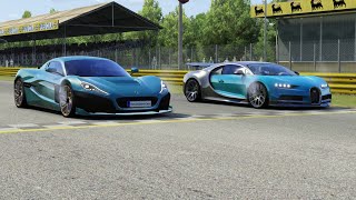 Rimac Nevera vs Bugatti Chiron at Monza Full Course [upl. by Frazer]