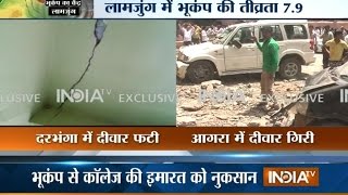 Agra Video Showing the Damage Caused by Earthquake  India TV [upl. by Bailar]