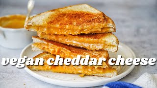 THE BASICS HOMEMADE VEGAN CHEDDAR CHEESE AND GRILLED CHEESE  PLANTIFULLY BASED [upl. by Nonregla]