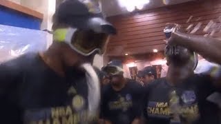 Kevin Durant Cant Hold His Liquor During Warriors Locker Room Celebration [upl. by Atnoek]