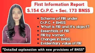 FIR 154 CrPC  173 of BNSS  Essentials evidentiary value New provisions in BNSS  Part 1 [upl. by Dave]