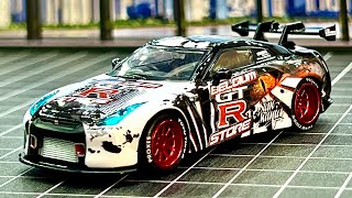 KJ MINIATURES Nissan GTR R35 Liberty Walk Belgium Store 164 Scale MyCollection [upl. by Burbank]