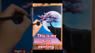 Moon painting with tree amazing look painting first painting painting art [upl. by Rentschler760]