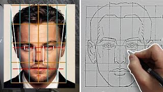 How to Draw FACES with ACCURATE PROPORTIONS amp FEATURES Front View  Tutorial [upl. by Tiphani]