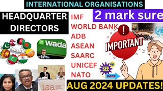 International Organisations 2024  Top MCQ for exam  All International Headquarters  gkinhindi [upl. by Wendin763]