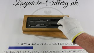 Set of 2 Laguiole Steak Knives Buffalo Horn [upl. by Annail]