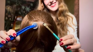 Sharp or Dull ASMR Scalp Check on mannequin head scratching amp hair brushing whispered hair asmr [upl. by Aicyle]