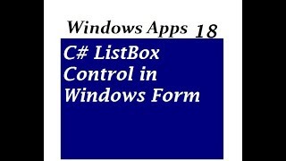 C ListBox Control in Windows Form [upl. by Merola]