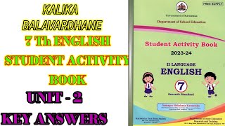 7th English Student Activity Book key answers Unit 2  Kalika Balavardhane learneasilyhub [upl. by Alvar572]