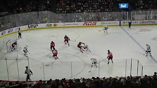 Laval Rockets Jakub Dobeš makes a nice glove save vs Utica Comets Colton White 103024 [upl. by Nordine]