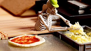 Small Pizza Delivery Shop  Stop Motion Cooking [upl. by Kapeed]