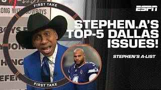 Stephen’s Alist Top 5️⃣ things WRONG with the Dallas Cowboys 🤠🚨  First Take [upl. by Phelps]