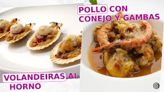 VOLANDEIRAS al horno  POLLO con CONEJO y gambas  con Karlos Arguiñano [upl. by Eladnwahs]