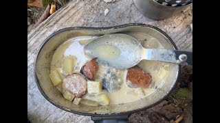 Mess Kit Canteen Potato soup cooked in a German Mess kit over a Alcohol stove [upl. by Yug]