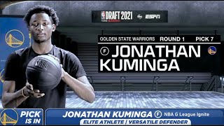 2021 NBA Draft Warriors Draft Jonathan Kuminga [upl. by Ztirf]