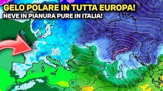 ▶ METEO VORTICE POLARE IN EUROPA CON GRAN GELO E NEVICATE IN PIANURA ANCHE IN ITALIA ECCO DOVE [upl. by Aicnarf728]