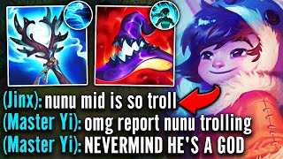 My whole team thought I was trolling for picking Nunu mid but then I carried them all [upl. by Alleahcim273]