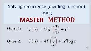 Master Method for Solving Recurrences Dividing Function Example video [upl. by Notlil]