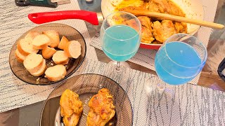 Blue Lagoon special dinner  Dinner with tandoori chicken blue lagoon cocktail with bread🥖 [upl. by Amora]