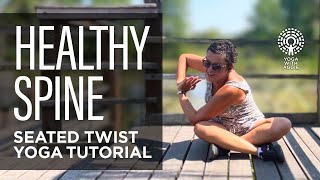 3 Minute Yoga Seated Twist  Healthy Spine amp SI Joint Tutorial [upl. by Ahsinac]