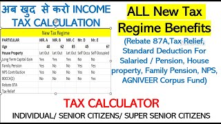 INCOME TAX CALCULATION FOR SENIOR CITIZENSUPER SENIOR CITIZENSINDIVIDUAL NEW TAX CALCULATION2024 [upl. by Farrow]