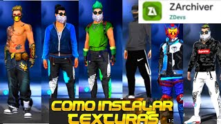 COMO INSTALAR TEXTURAS FREE FIRE CON ZARCHIVER  facil sencillo y rapido [upl. by Ecirad152]