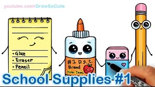 How to Draw School Supplies Cute and Easy 1 [upl. by Lipscomb]