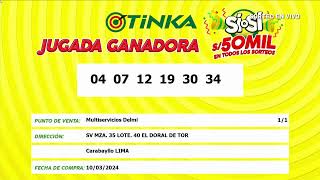 Sorteo Tinka  Domingo 10 de Marzo del 2024 [upl. by Syla863]