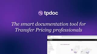 TPdoc  The smart documentation tool for Transfer Pricing professionals [upl. by Akitnahs]