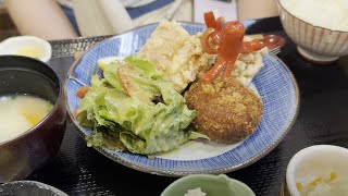 【ごはん屋 ぽん田】さん 福岡県 大牟田市 本町 ビーフコロッケ 鶏の唐揚げ ドライカレー 牛サイコロステーキ 定食 煮込みハンバーグ ビーフシチュー チキン南蛮 塩サバ 炊き込みご飯 ワンプレート [upl. by Abbe]