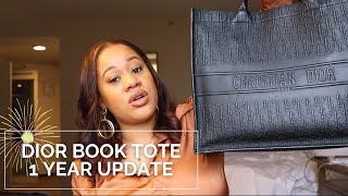 1 Year DIOR BOOK TOTE Review  Pros amp Cons  LARGE DIOR BOOK TOTE Black Oblique Embossed Calfskin [upl. by Gonick]