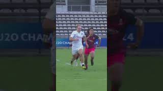 England U20 Men’s winger Toby Cousins first try against Fiji at the World Rugby U20 Championship 🙌 [upl. by Eilhsa]