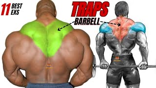 TRAPS WORKOUT top 11 traps workout with barbell only at home or at gym [upl. by Hamachi595]