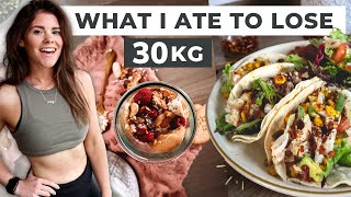 What I Ate In A Day To Lose 30kgs  Calorie Deficit Tips amp How To Still Eat What You Love 🥯🌮🍌 [upl. by Eerahc955]