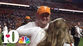 Coach Heupel celebrates win against Texas AampM with family [upl. by Clinton]