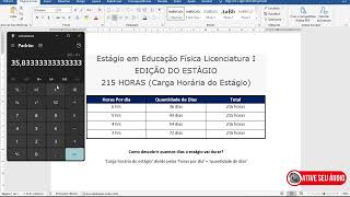 Como editar a carga horária do estágio 1 de Educação Física de 215 horas [upl. by Gronseth]