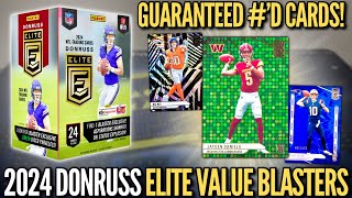 GUARANTEED NUMBERED CARDS IN RETAIL 😳 2024 Panini Donruss Elite Football Value Blaster Box Review [upl. by Arrak]