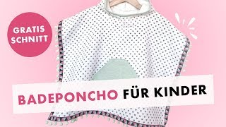 Badeponcho für Kinder nähen  Gratis Schnittmuster und Stoffe im Sale [upl. by Anhoj]